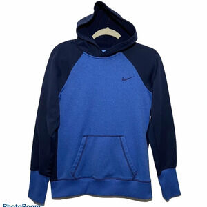 NIKE Therma Fit Blue color block Fleece Hoodie M